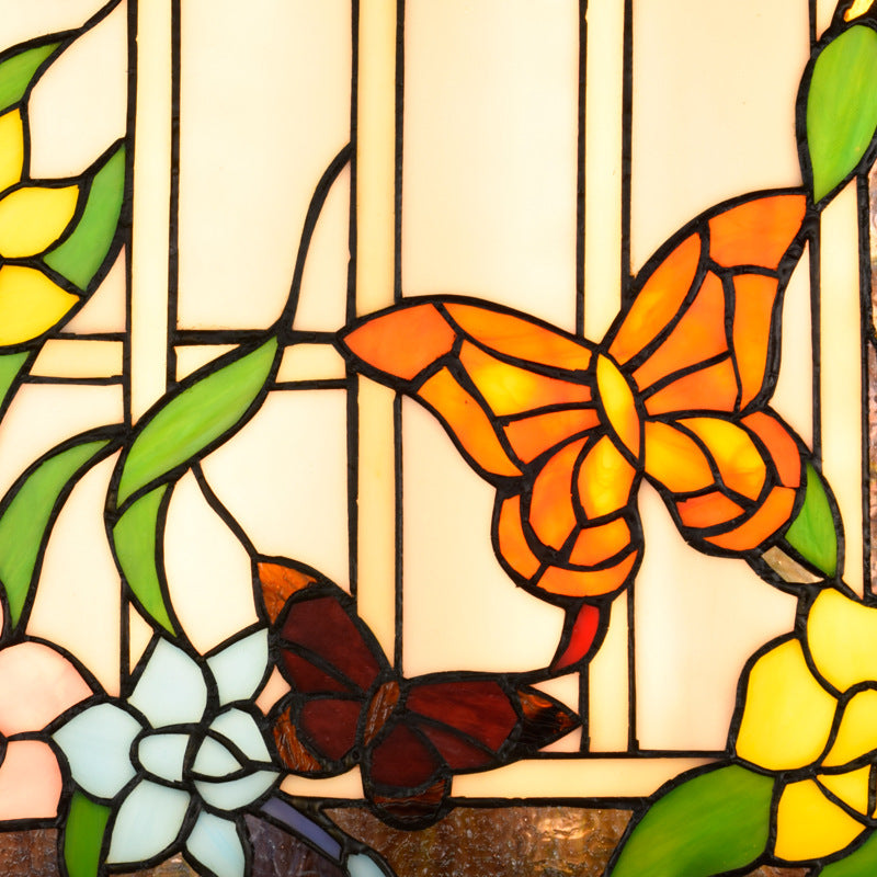 Stained Glass Wall Sconce with Multicolored Butterflies