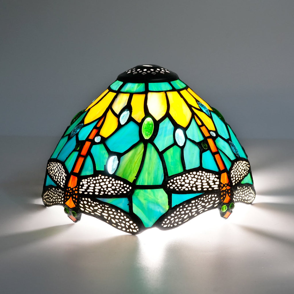 Turquoise Yellow Tiffany Ceiling Light with Glass Cabochons