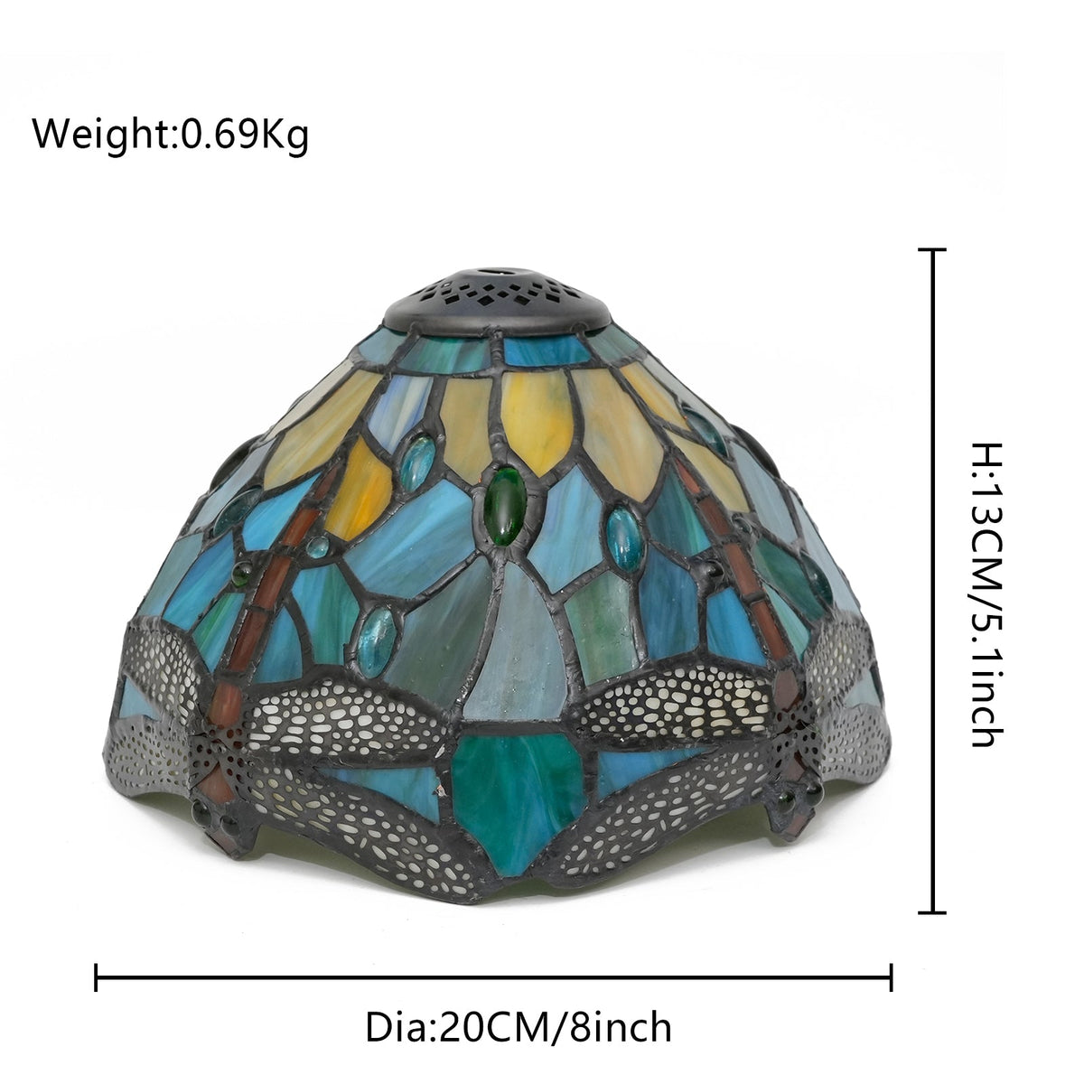 Turquoise Yellow Tiffany Ceiling Light with Glass Cabochons