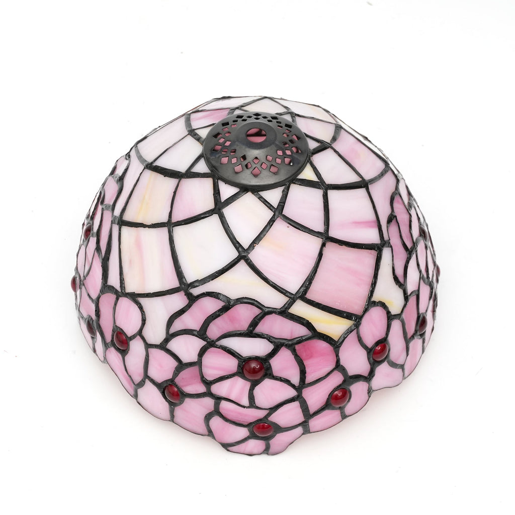 Floral Rose Tiffany Lampshade with Red Cabochons
