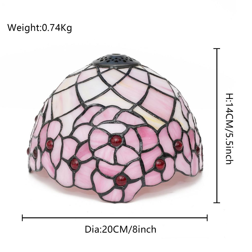 Floral Rose Tiffany Lampshade with Red Cabochons