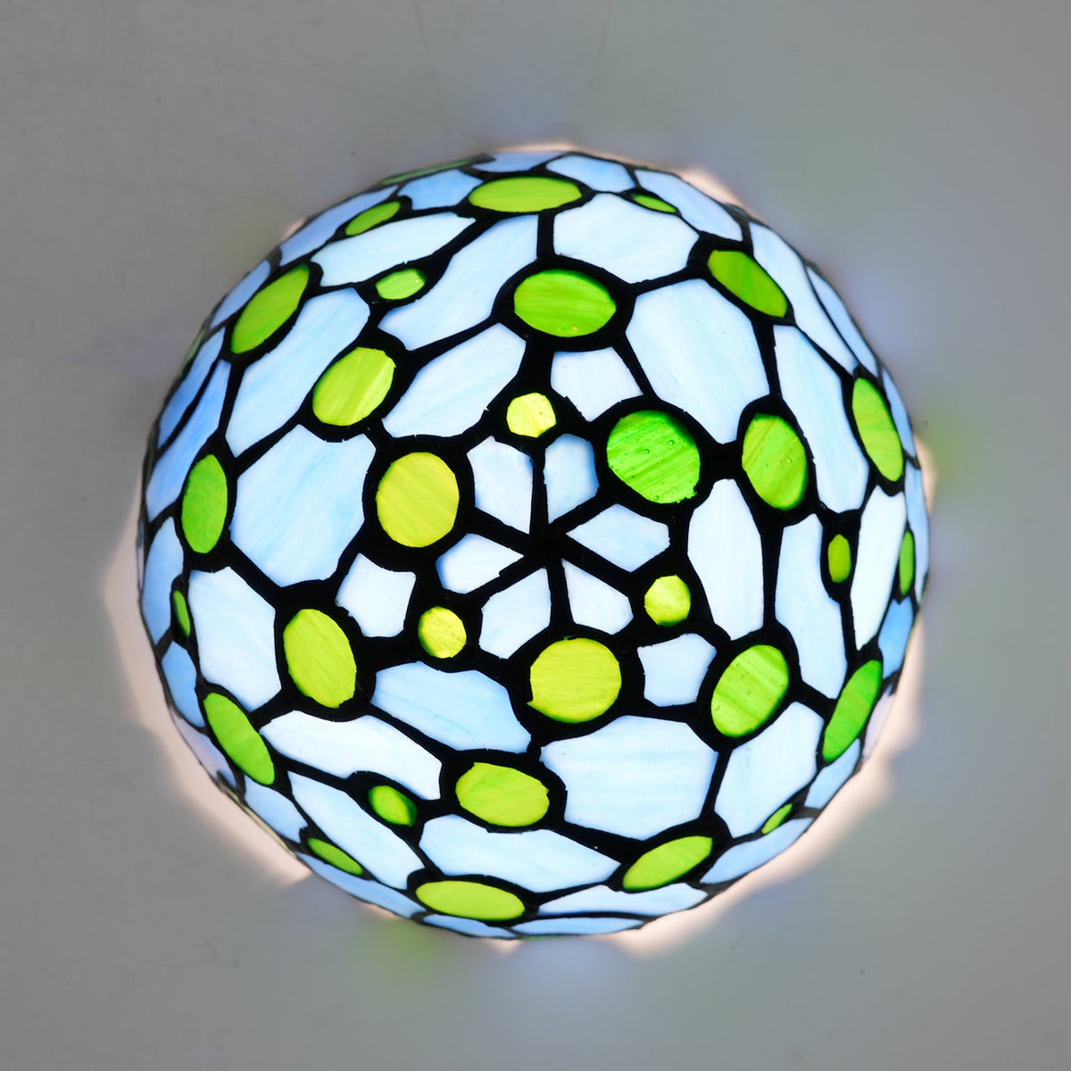 Blue and Green Tiffany Style Stained Glass Lampshade