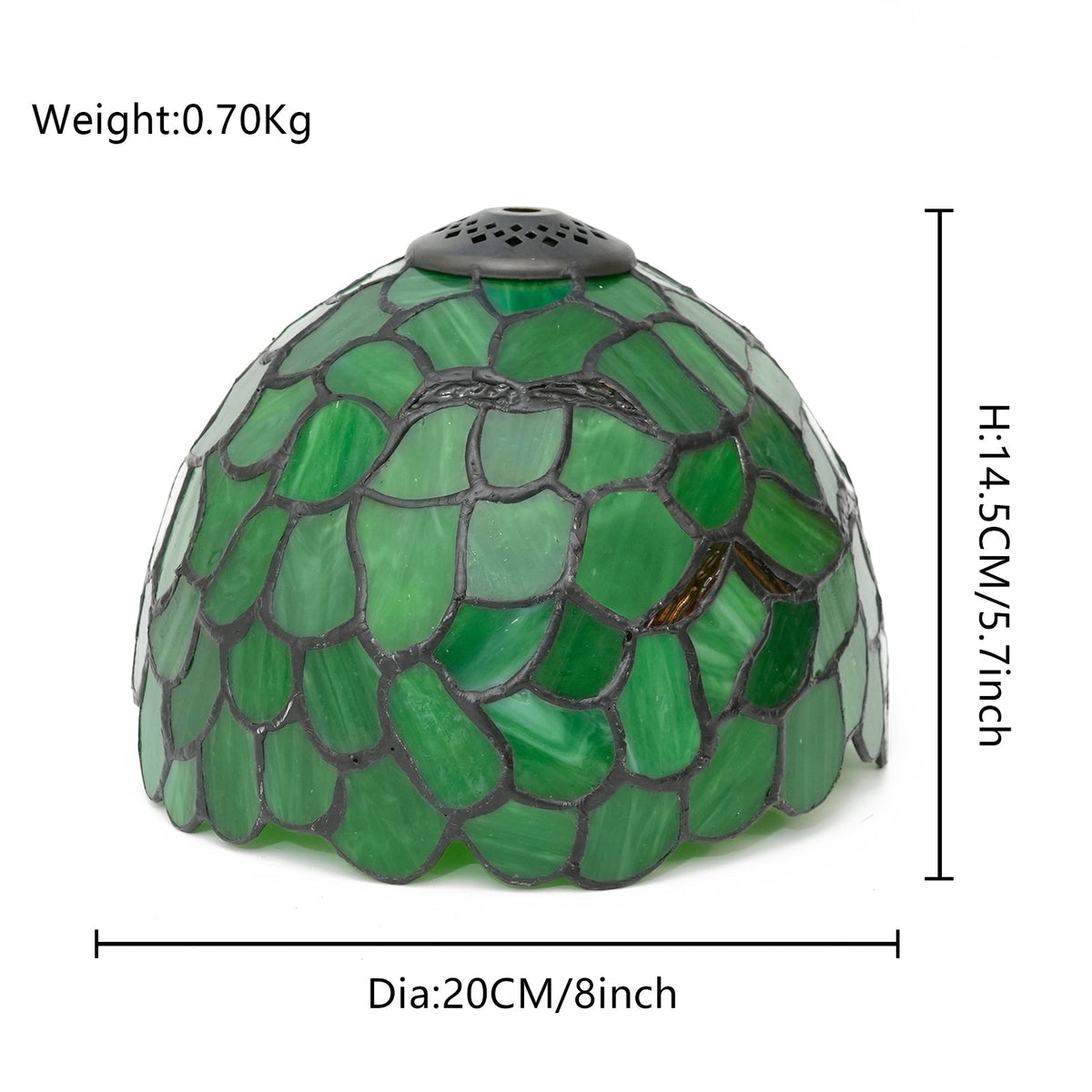 Green stained glass lampshade with mosaic pattern