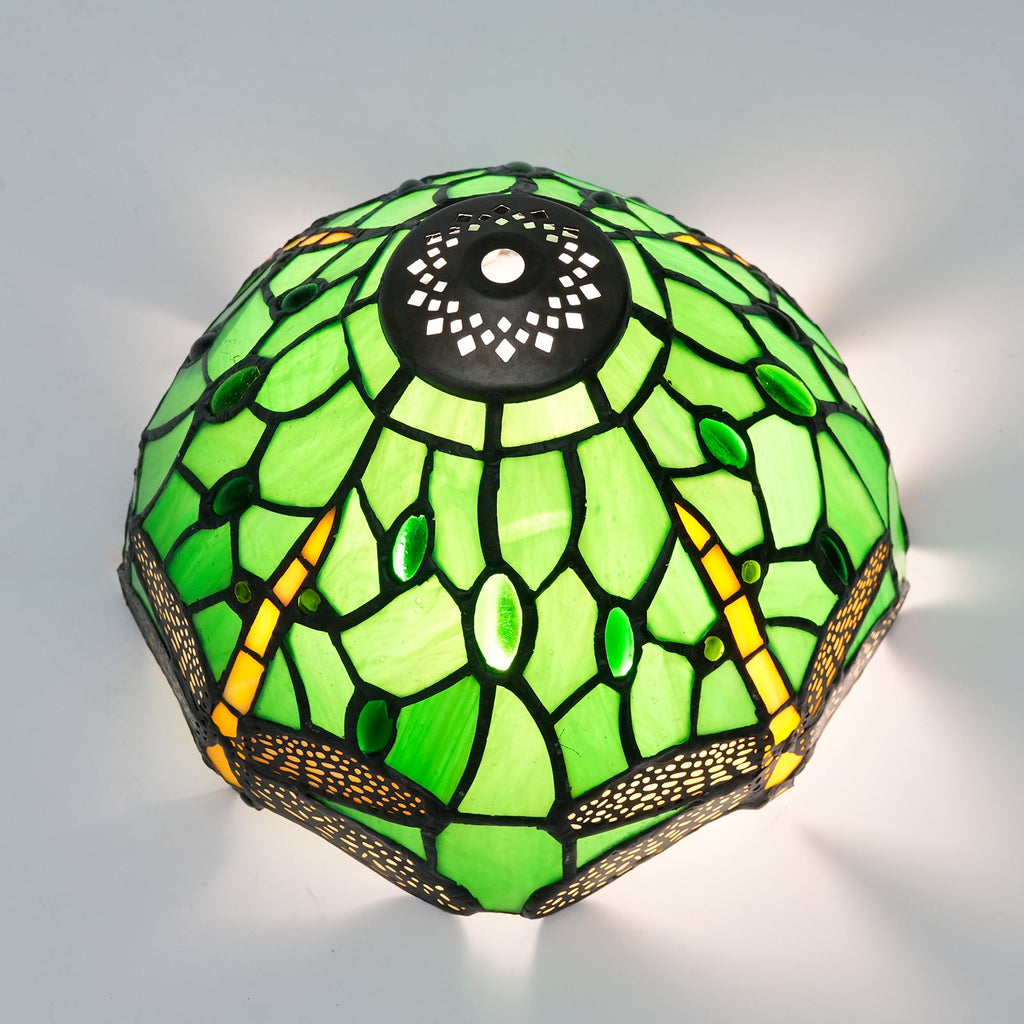 Emerald Green Dragonfly Tiffany Stained Glass Lampshade