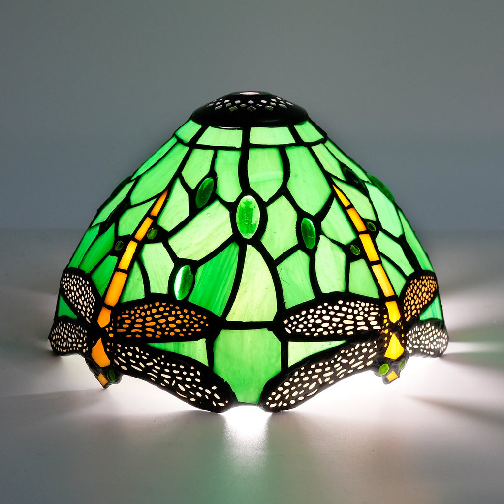 Emerald Green Dragonfly Tiffany Stained Glass Lampshade