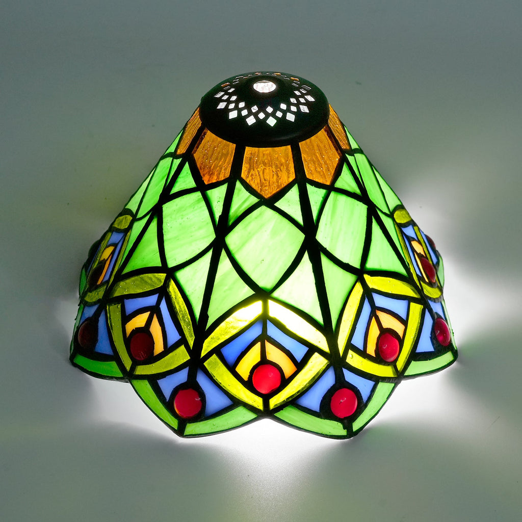 Multicolor Tiffany Stained Glass Lampshade with Beads