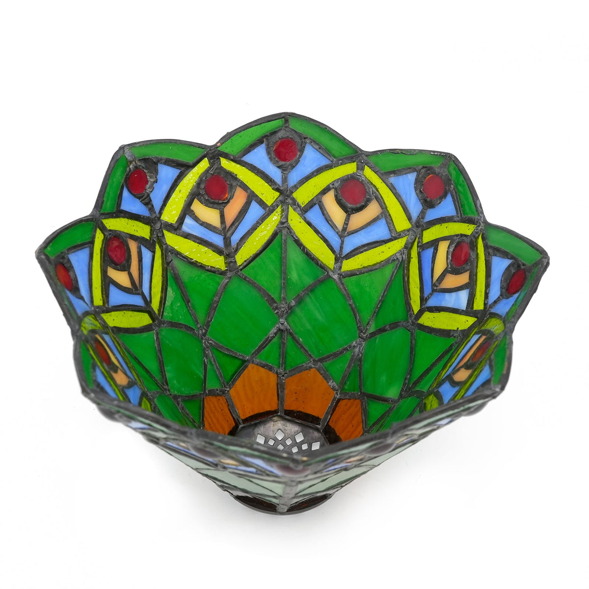 Multicolor Tiffany Stained Glass Lampshade with Beads
