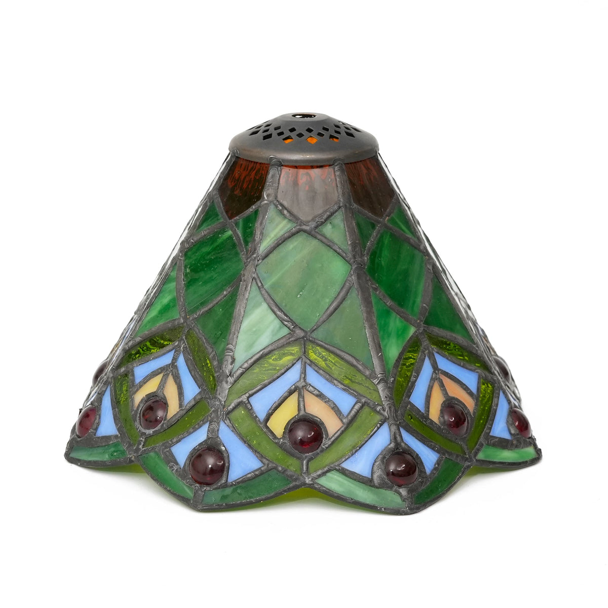 Multicolor Tiffany Stained Glass Lampshade with Beads