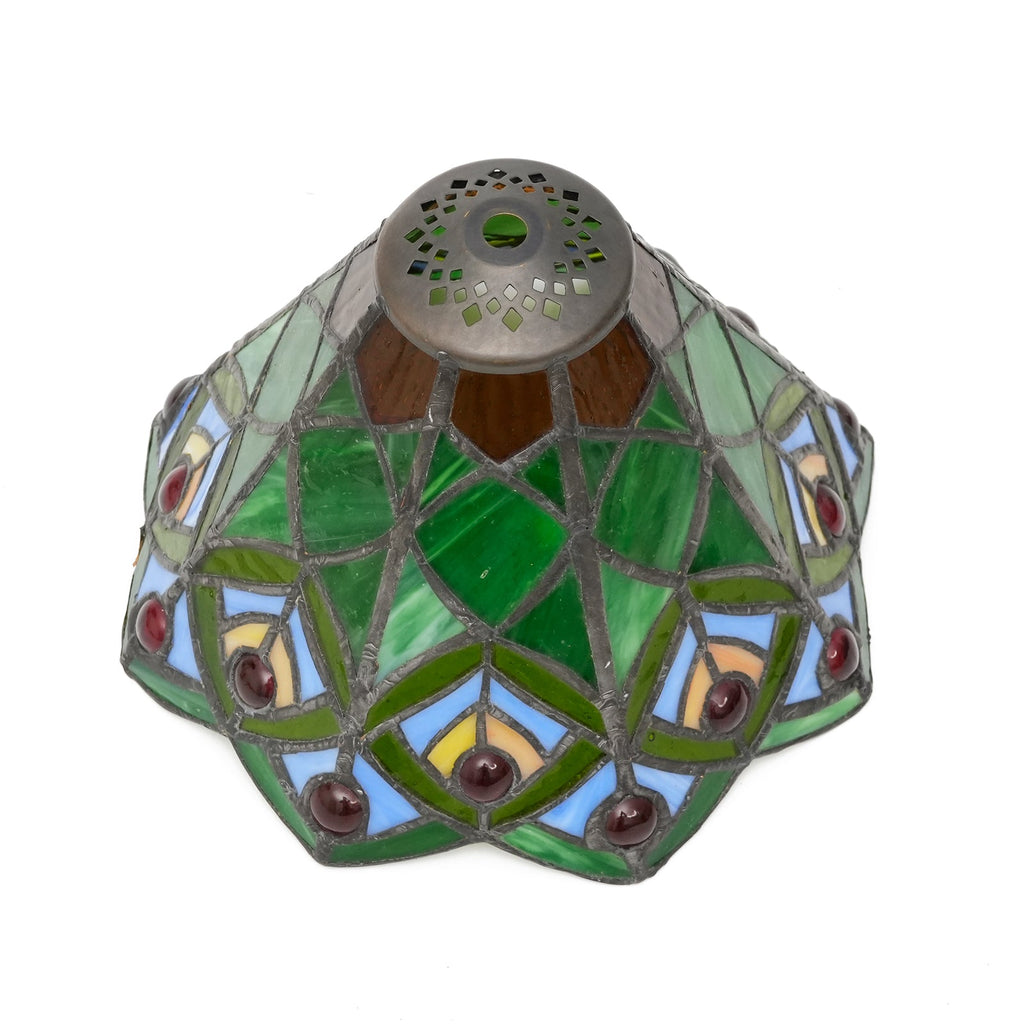 Multicolor Tiffany Stained Glass Lampshade with Beads