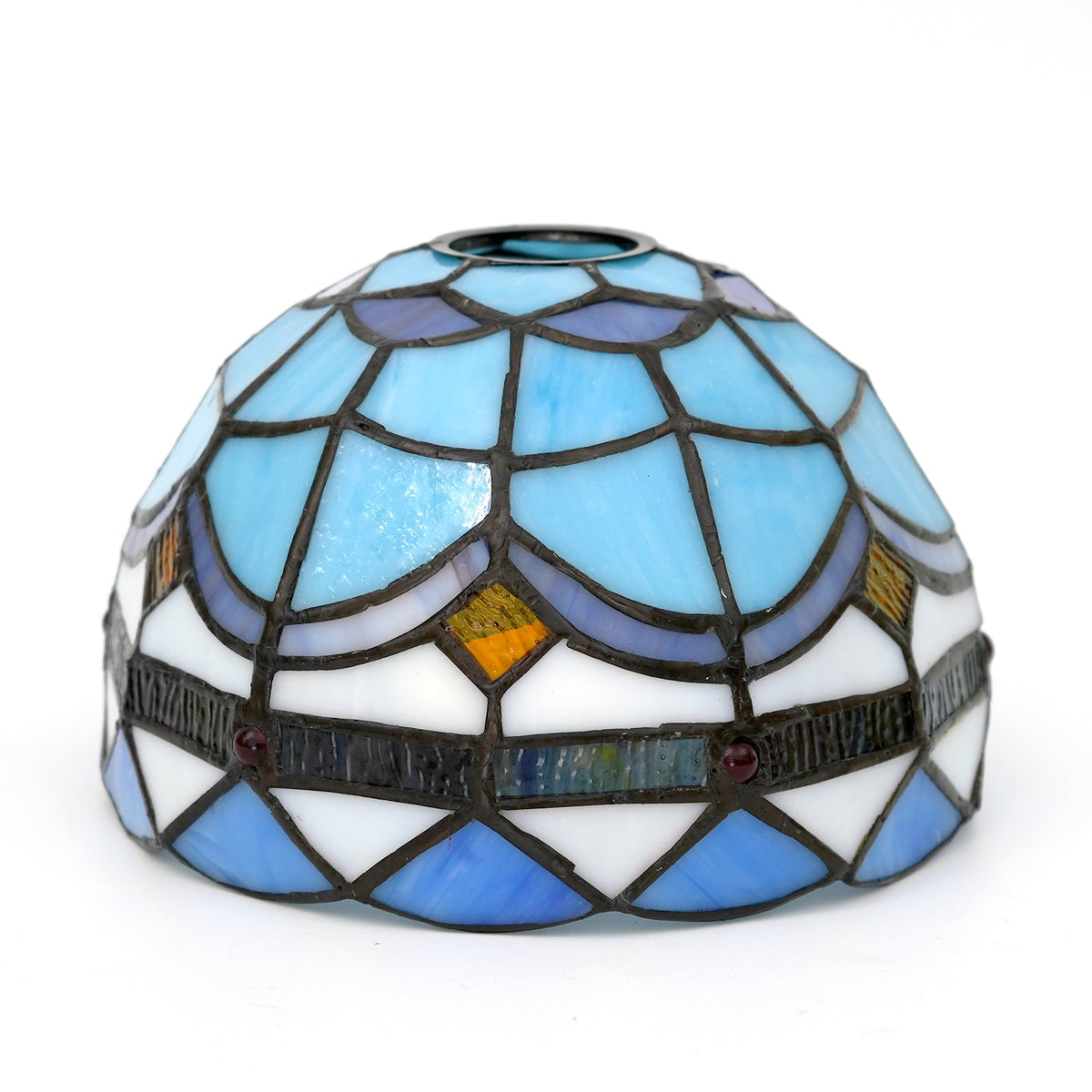 Tiffany Lampshade in Amber Blue Mosaic Glass
