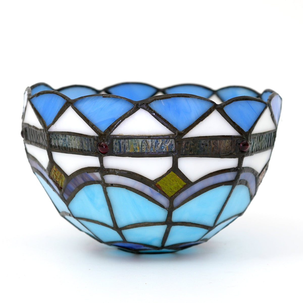 Tiffany Lampshade in Amber Blue Mosaic Glass