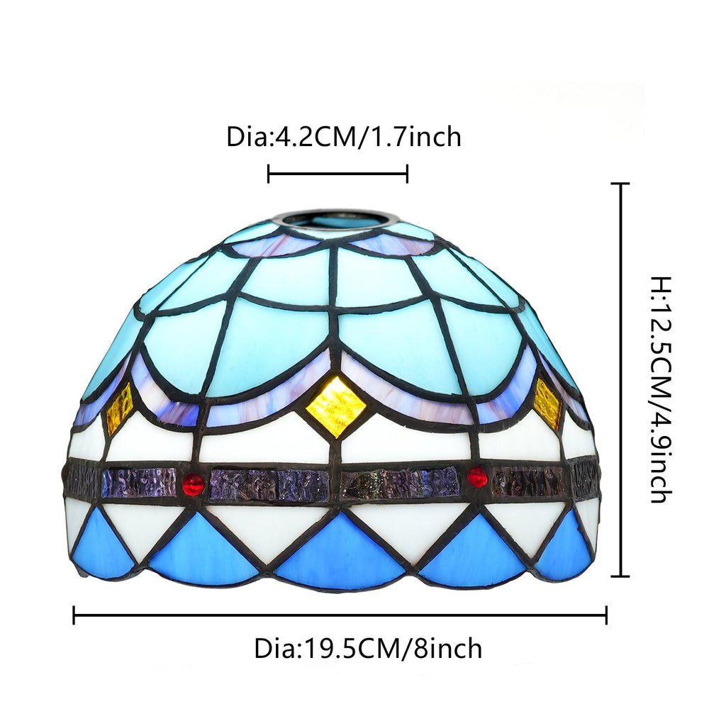 Tiffany Lampshade in Amber Blue Mosaic Glass