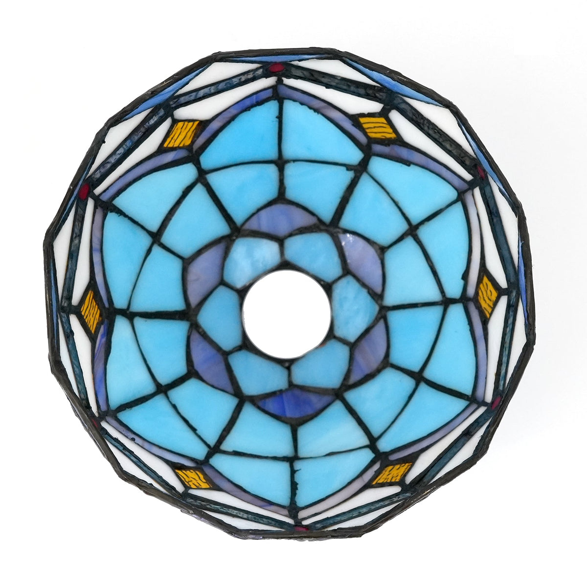 Tiffany Lampshade in Amber Blue Mosaic Glass