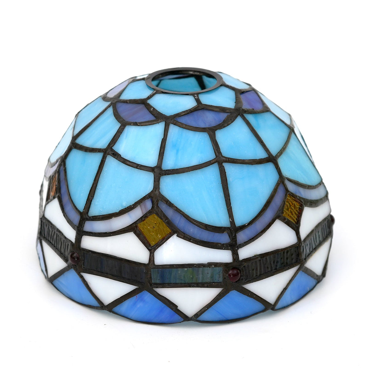 Tiffany Lampshade in Amber Blue Mosaic Glass