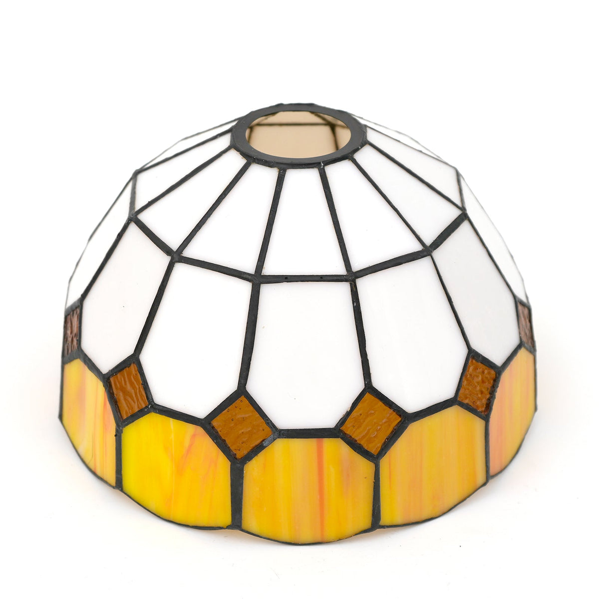 Tiffany Mosaic Lampshade in Amber and Cream Glass