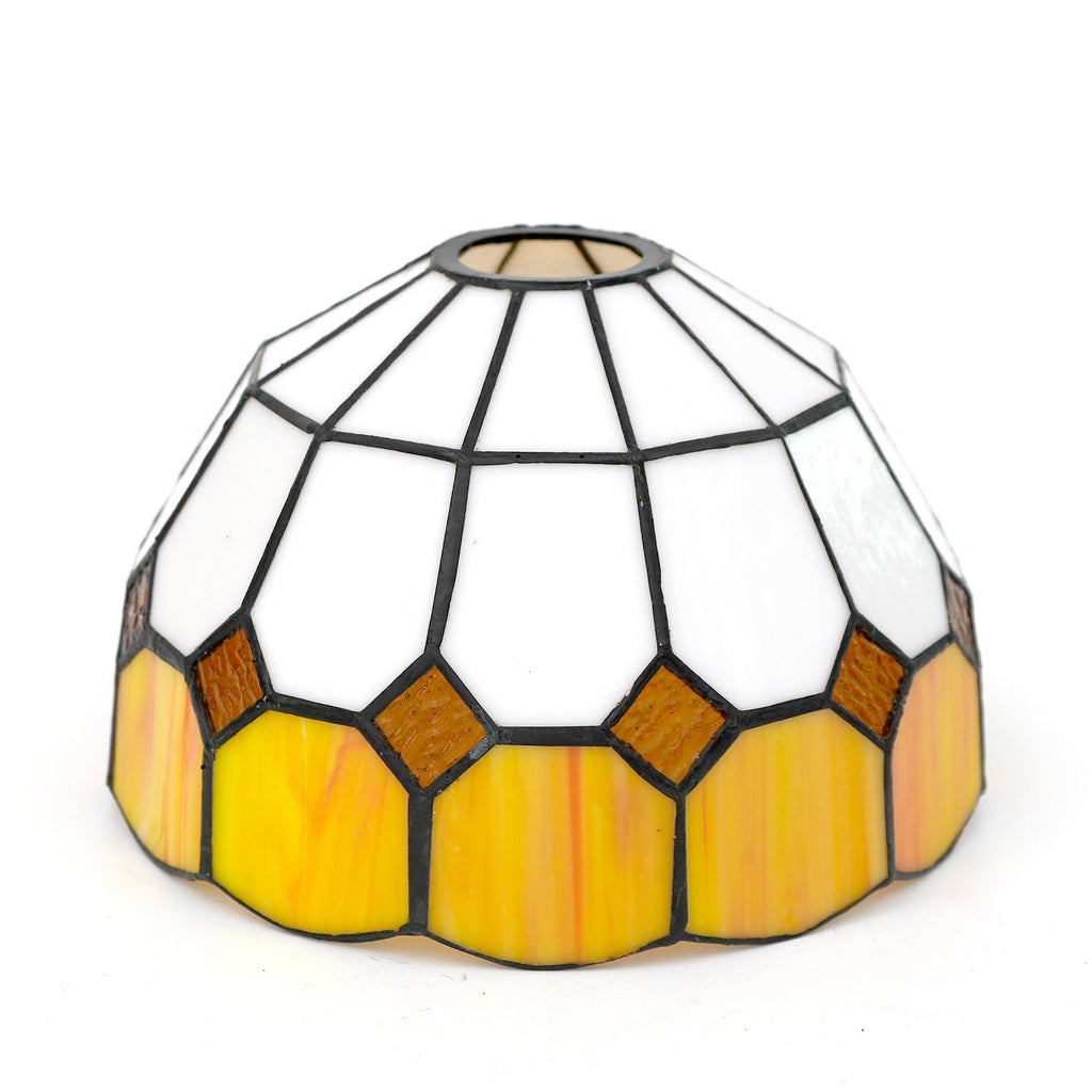 Tiffany Mosaic Lampshade in Amber and Cream Glass
