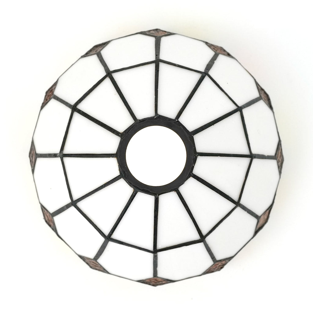 Tiffany Mosaic Lampshade in Amber and Cream Glass