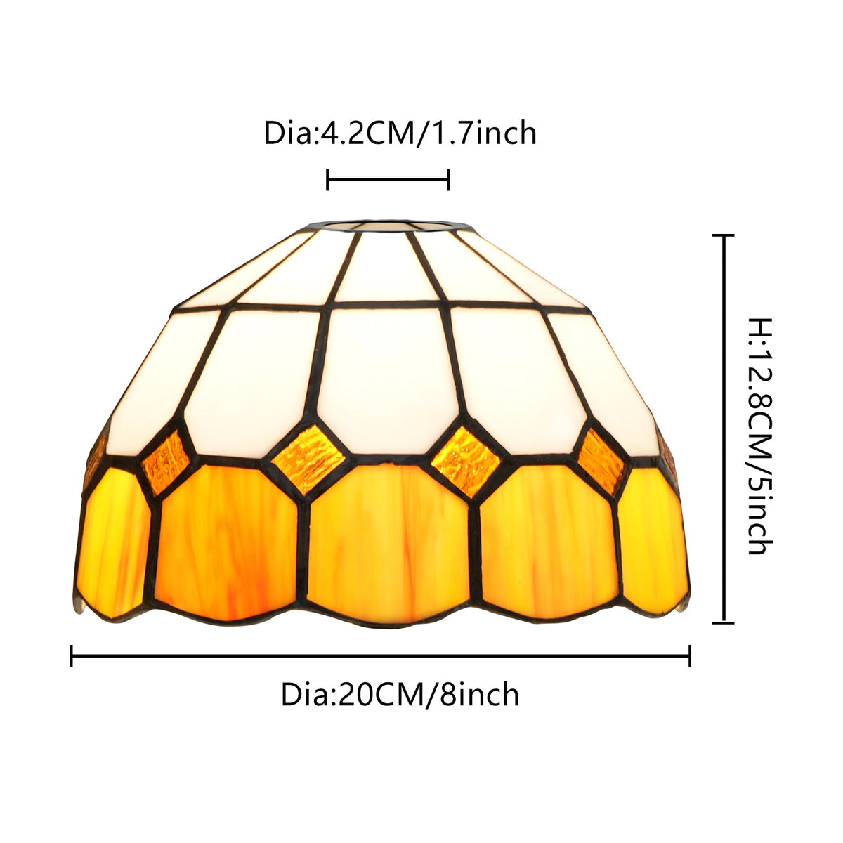 Tiffany Mosaic Lampshade in Amber and Cream Glass