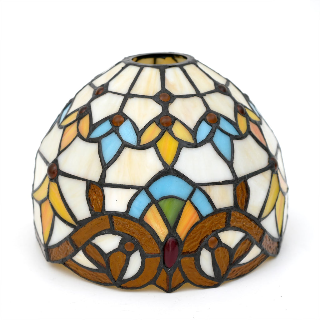 Tiffany-style tinted glass lampshade with red jewel