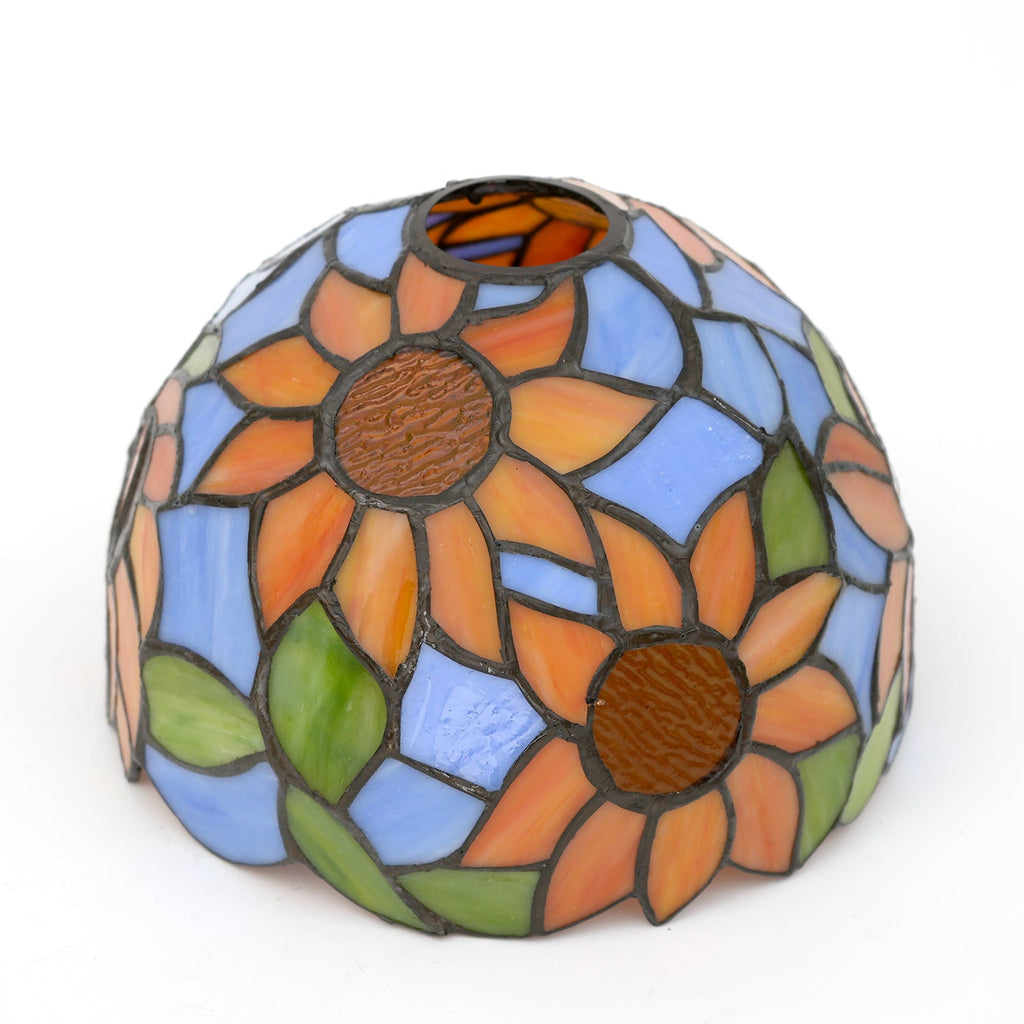 Tiffany-style lampshade in tinted glass with sunflower design