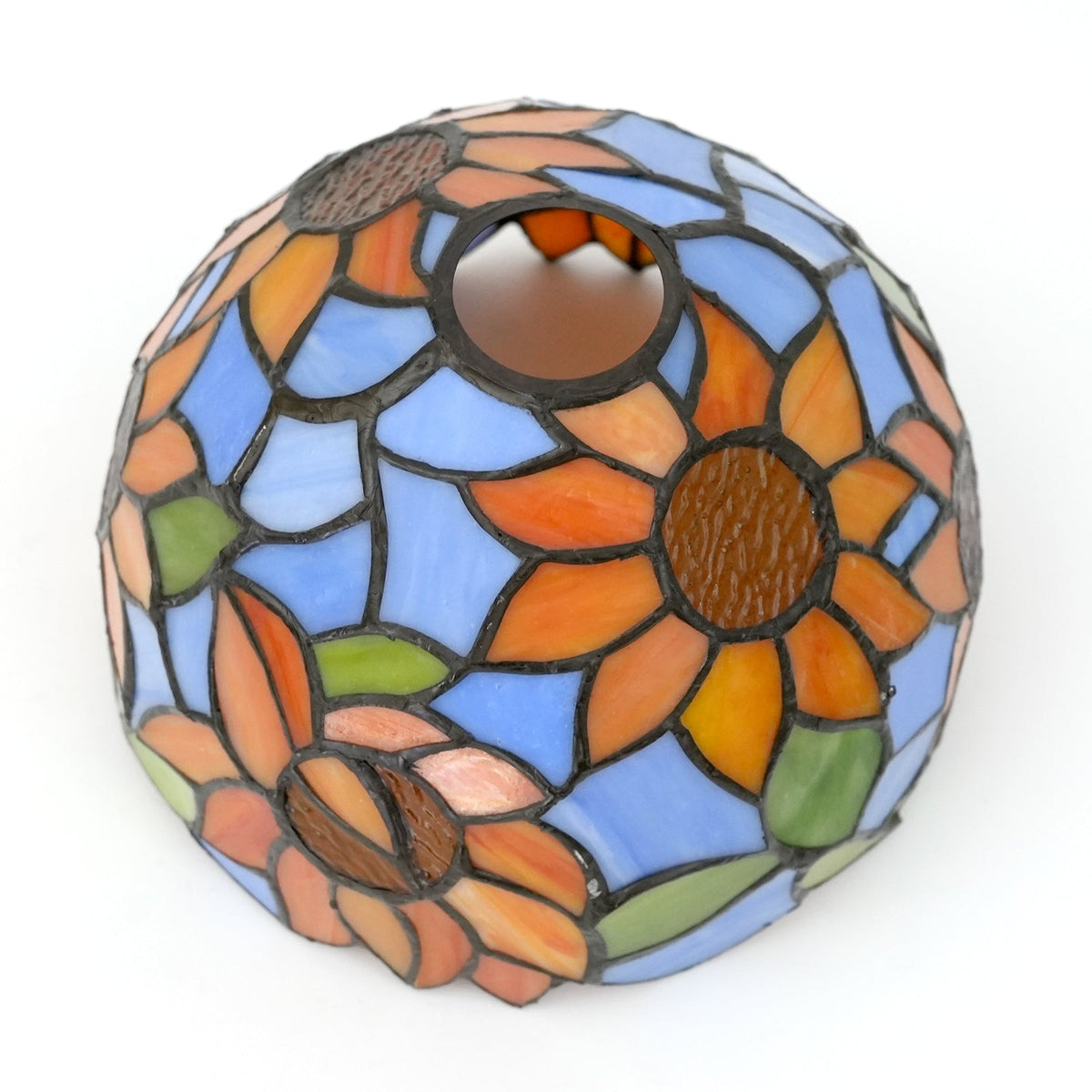 Tiffany-style lampshade in tinted glass with sunflower design