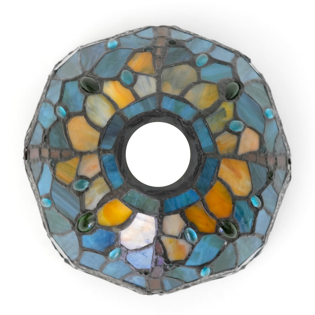 Tiffany Dragonfly Lampshade in Amber Green Tinted Glass