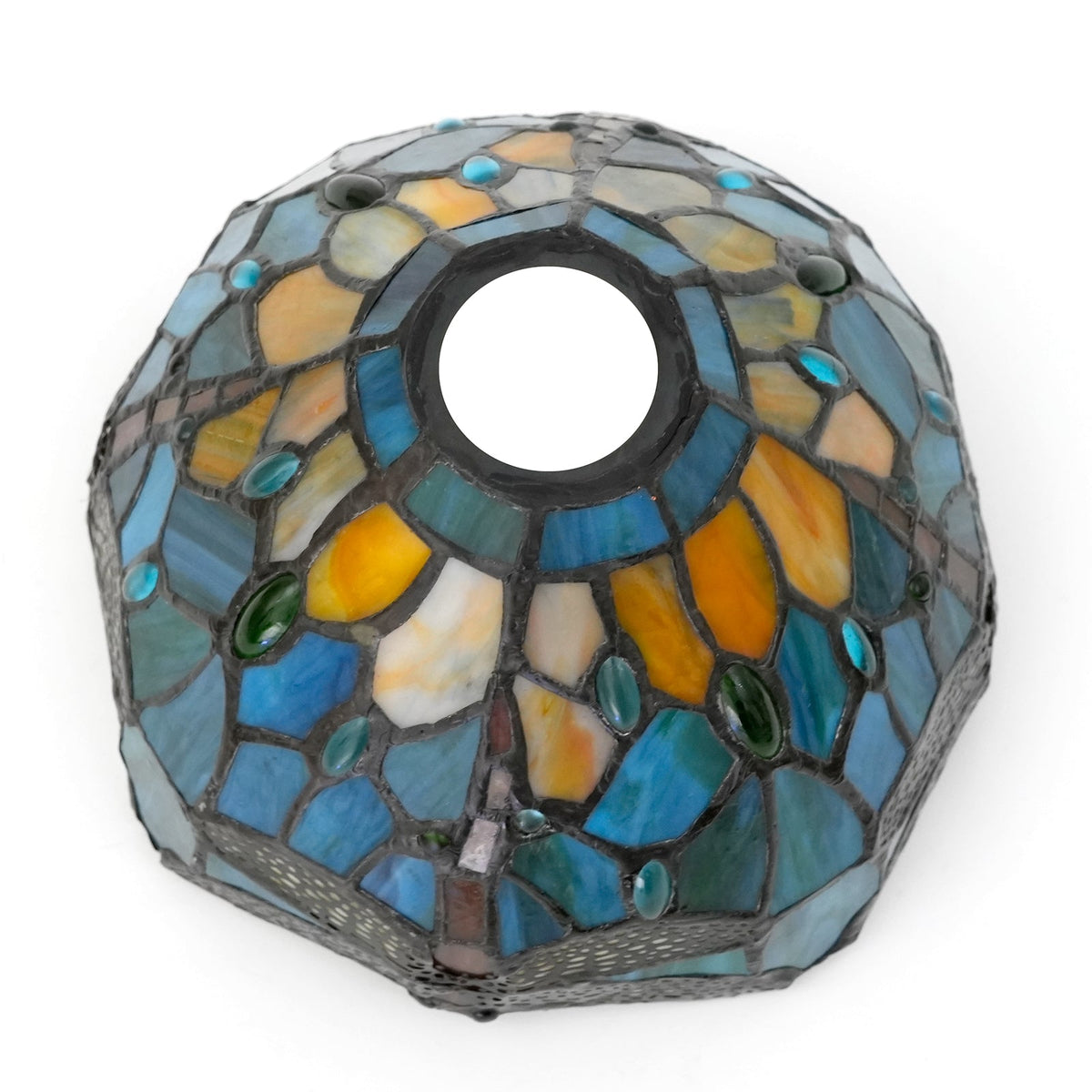 Tiffany Dragonfly Lampshade in Amber Green Tinted Glass