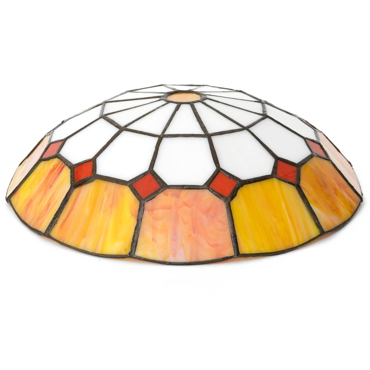 Yellow and Red Tiffany Style Tinted Glass Lampshade