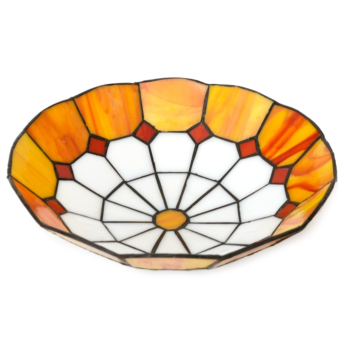 Yellow and Red Tiffany Style Tinted Glass Lampshade