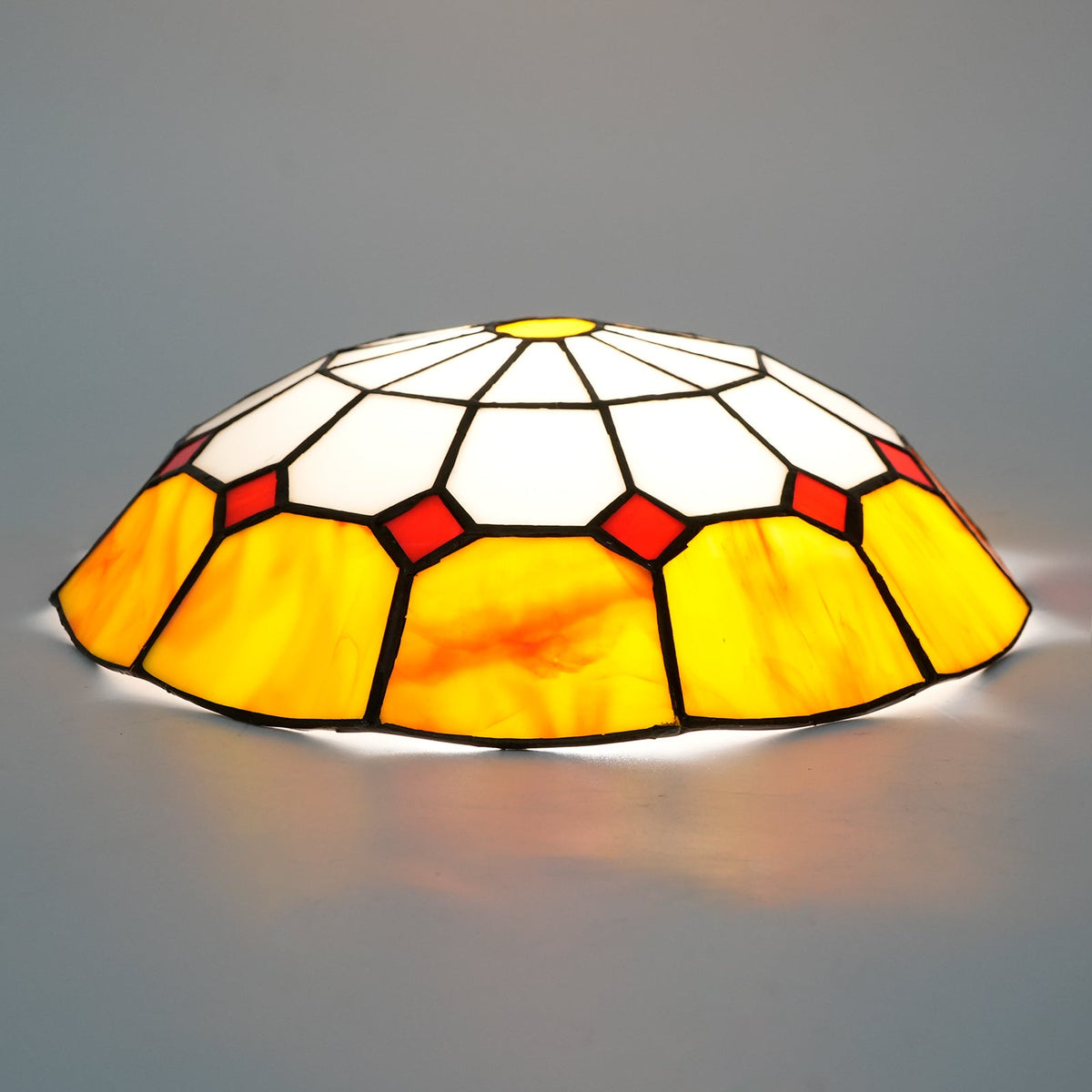 Yellow and Red Tiffany Style Tinted Glass Lampshade