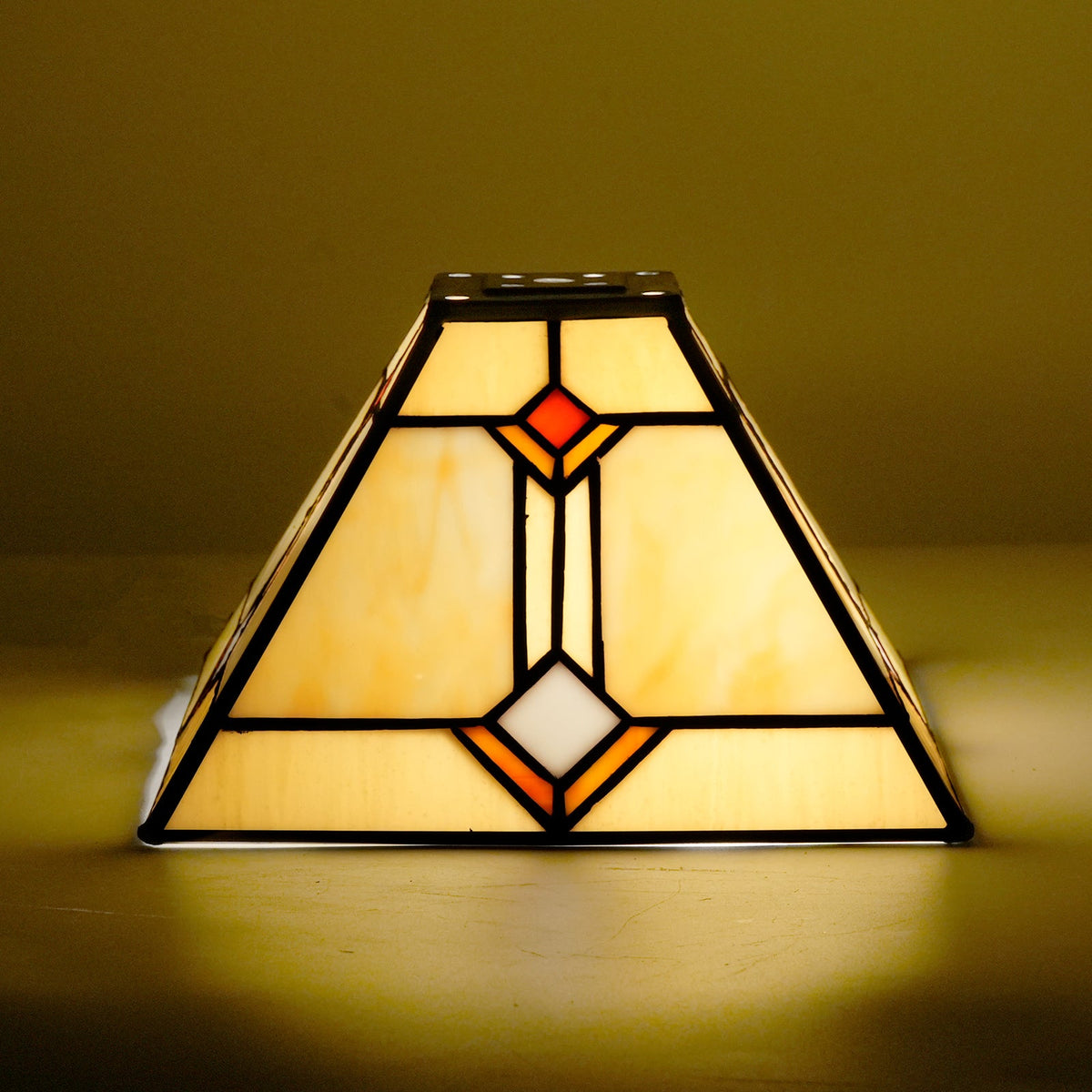 Geometric Amber Tiffany Style Stained Glass Lampshade