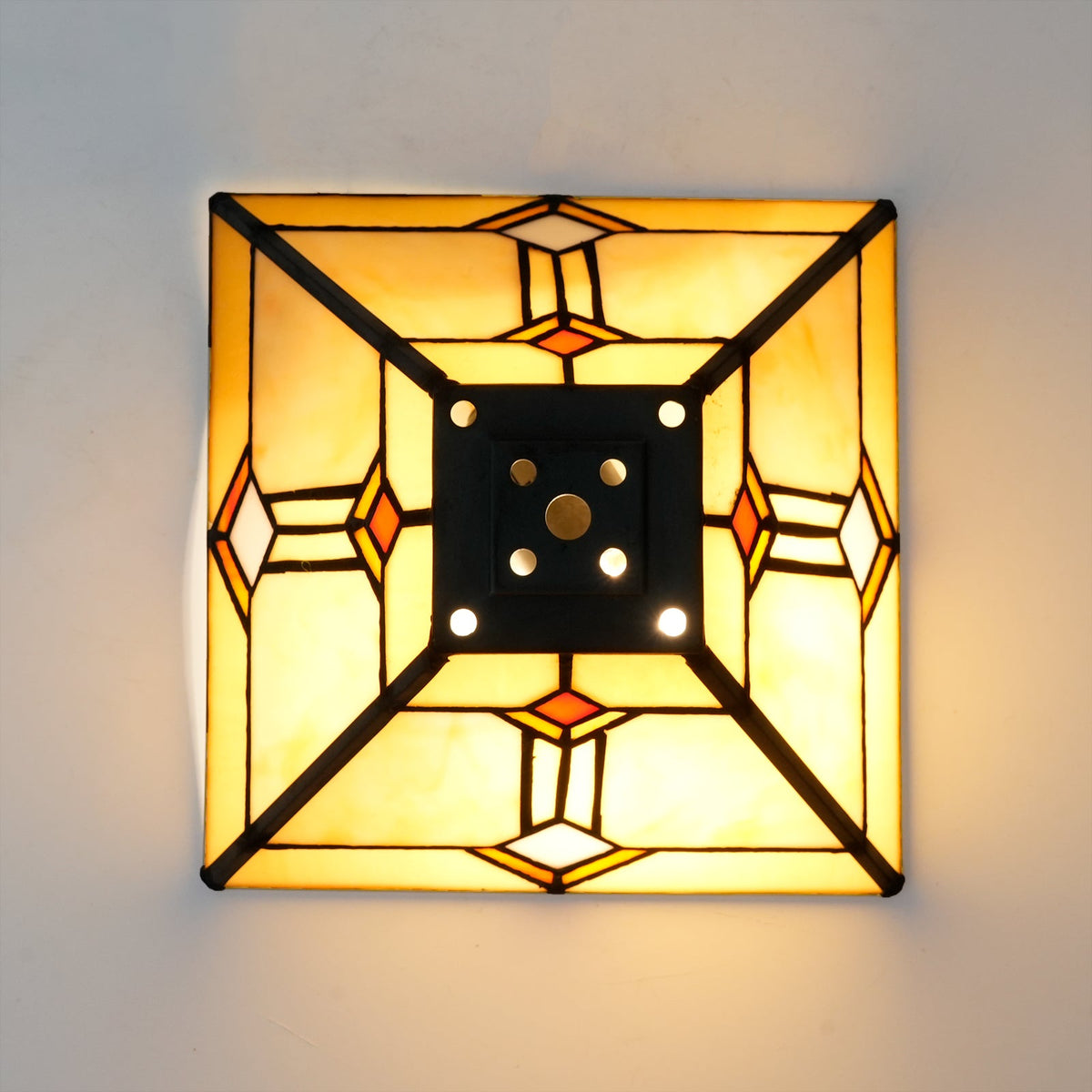 Geometric Amber Tiffany Style Stained Glass Lampshade