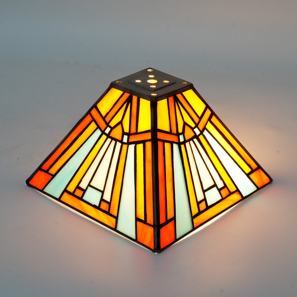 Geometric Art Deco Tinted Glass Lampshade