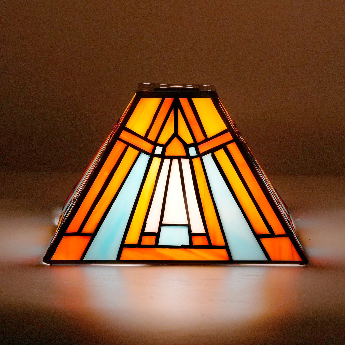 Geometric Art Deco Tinted Glass Lampshade