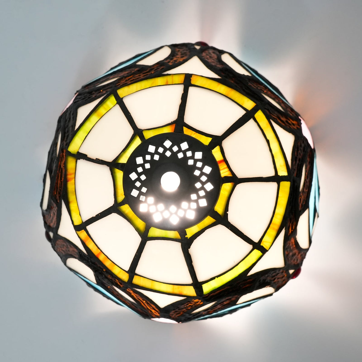 Multicolored Tinted Glass Lampshade in Tiffany Style