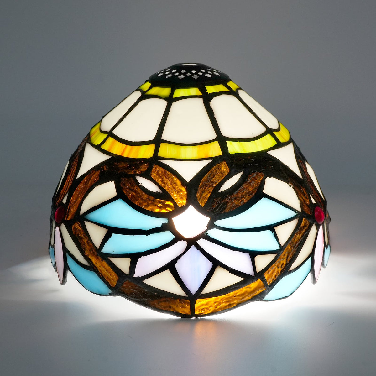 Multicolored Tinted Glass Lampshade in Tiffany Style