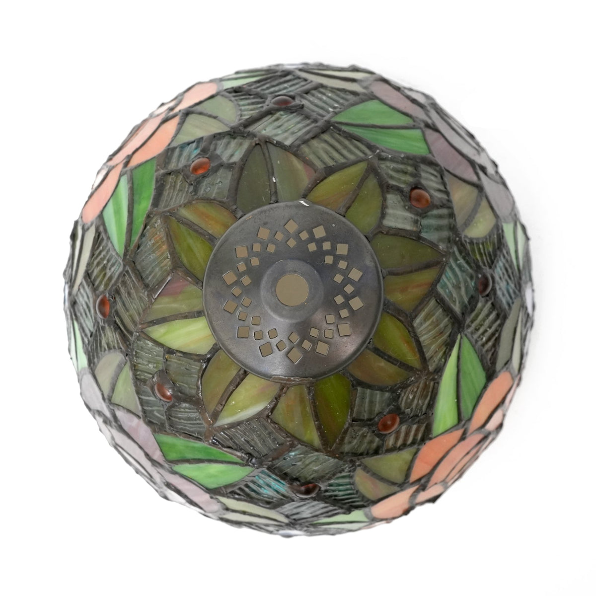 Tiffany-style tinted glass lampshade with orange roses