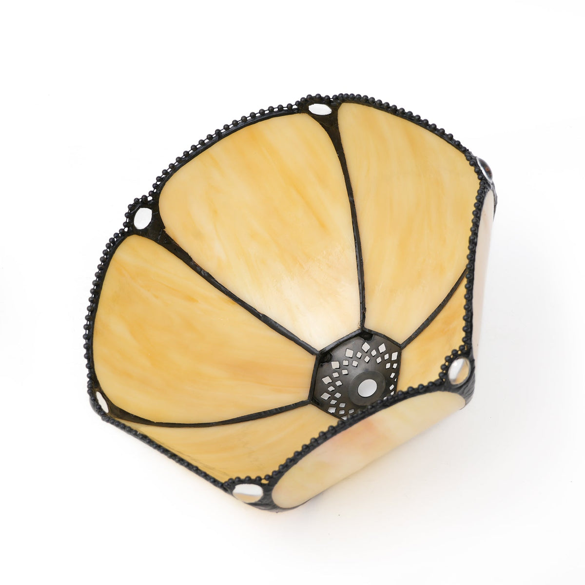 Amber Scalloped Tiffany Style Stained Glass Lampshade