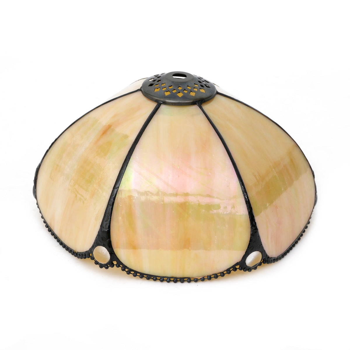 Amber Scalloped Tiffany Style Stained Glass Lampshade