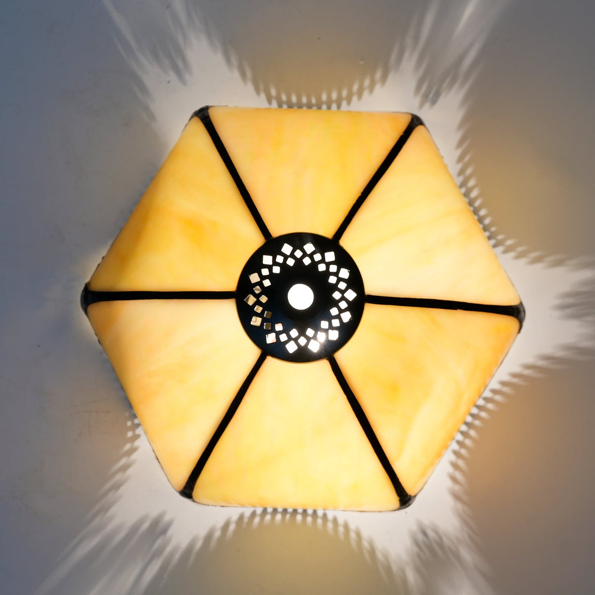 Amber Scalloped Tiffany Style Stained Glass Lampshade