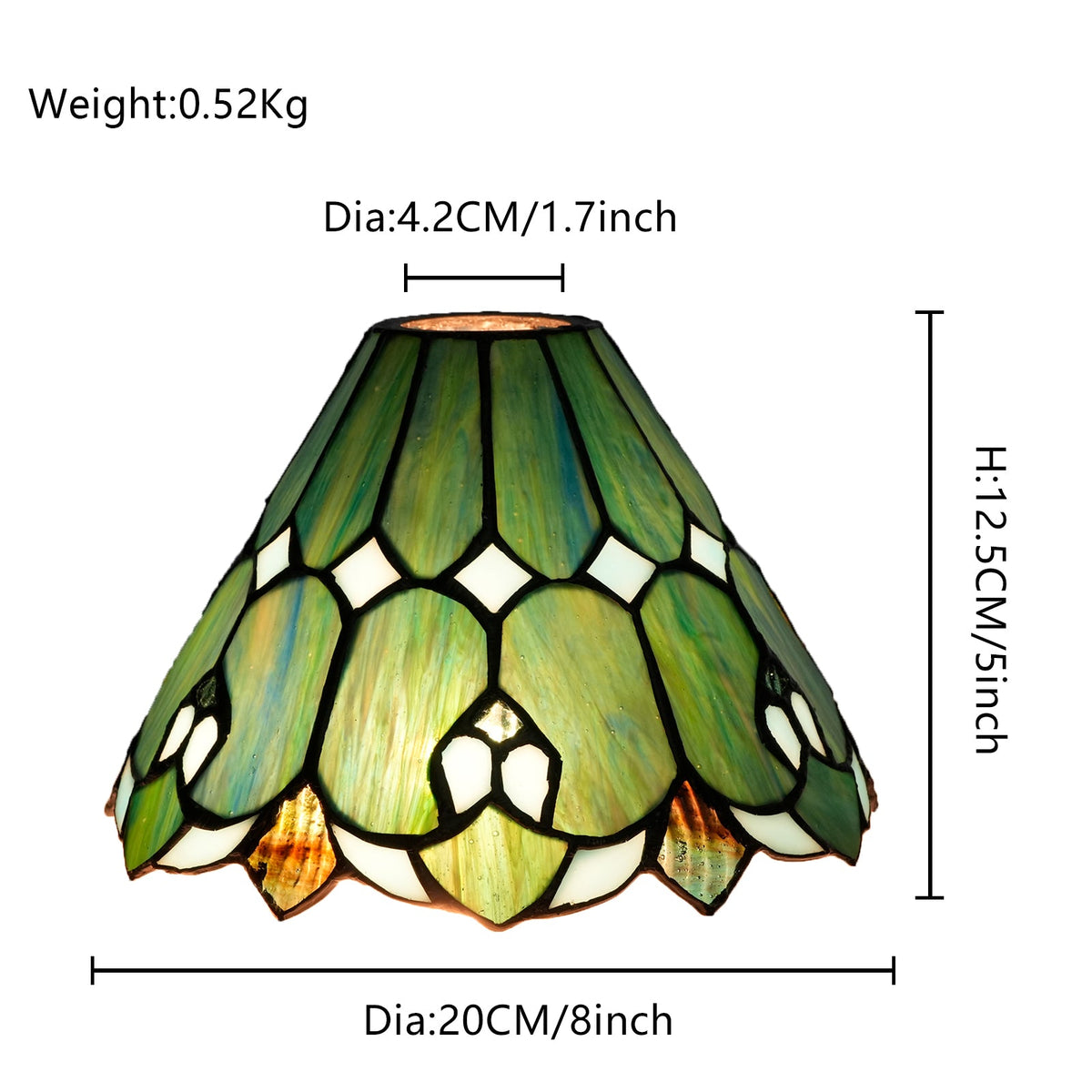 Tiffany Lampshade in Marbled Green and White Glass