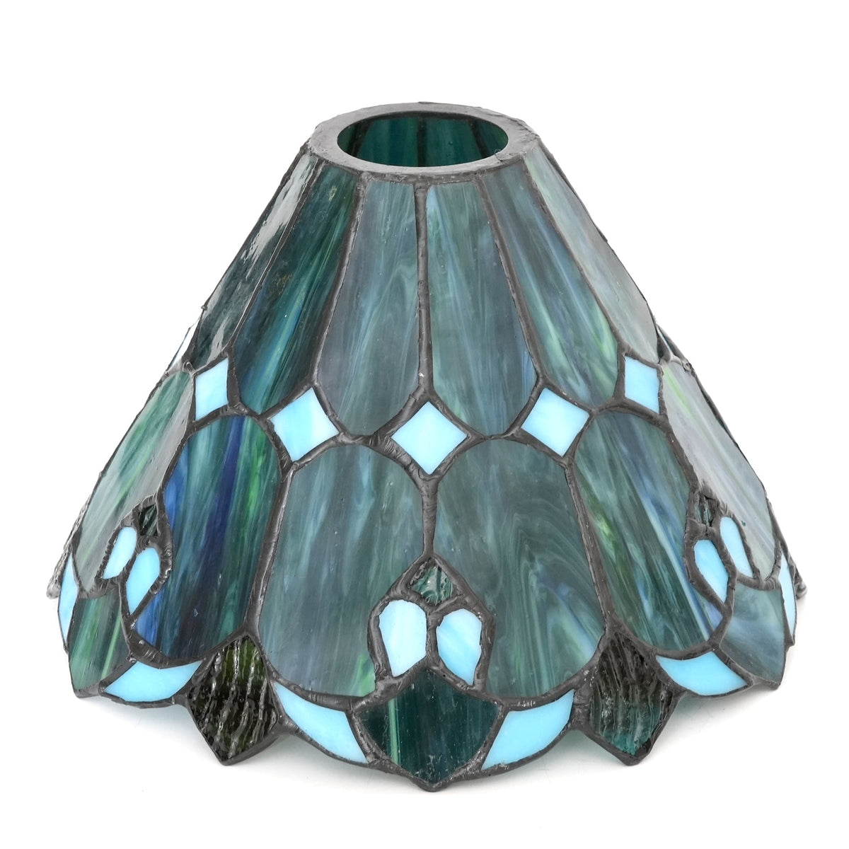 Tiffany Lampshade in Marbled Green and White Glass