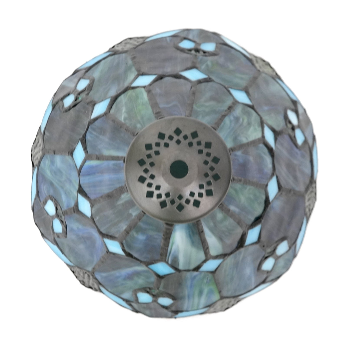 Tiffany Lampshade in Marbled Green and White Glass