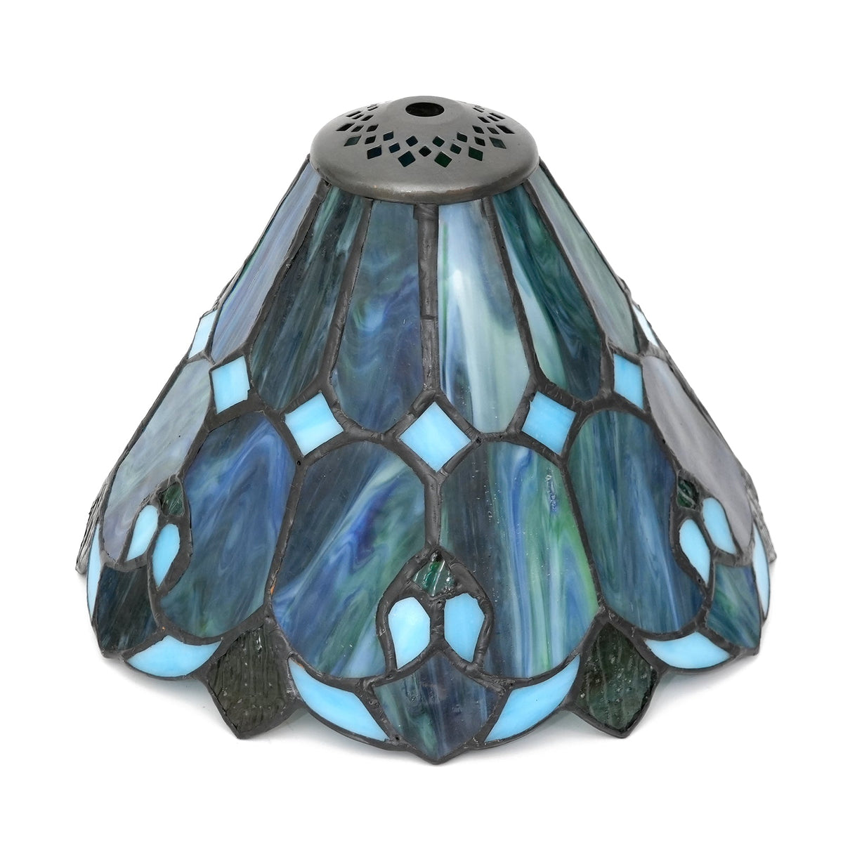 Tiffany Lampshade in Marbled Green and White Glass