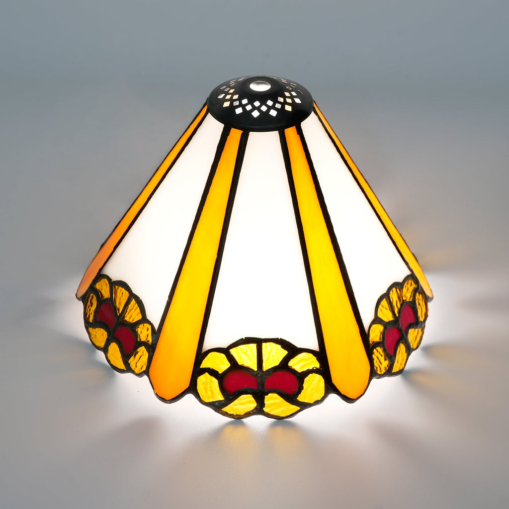 Vintage Floral Pattern Tinted Glass Lampshade