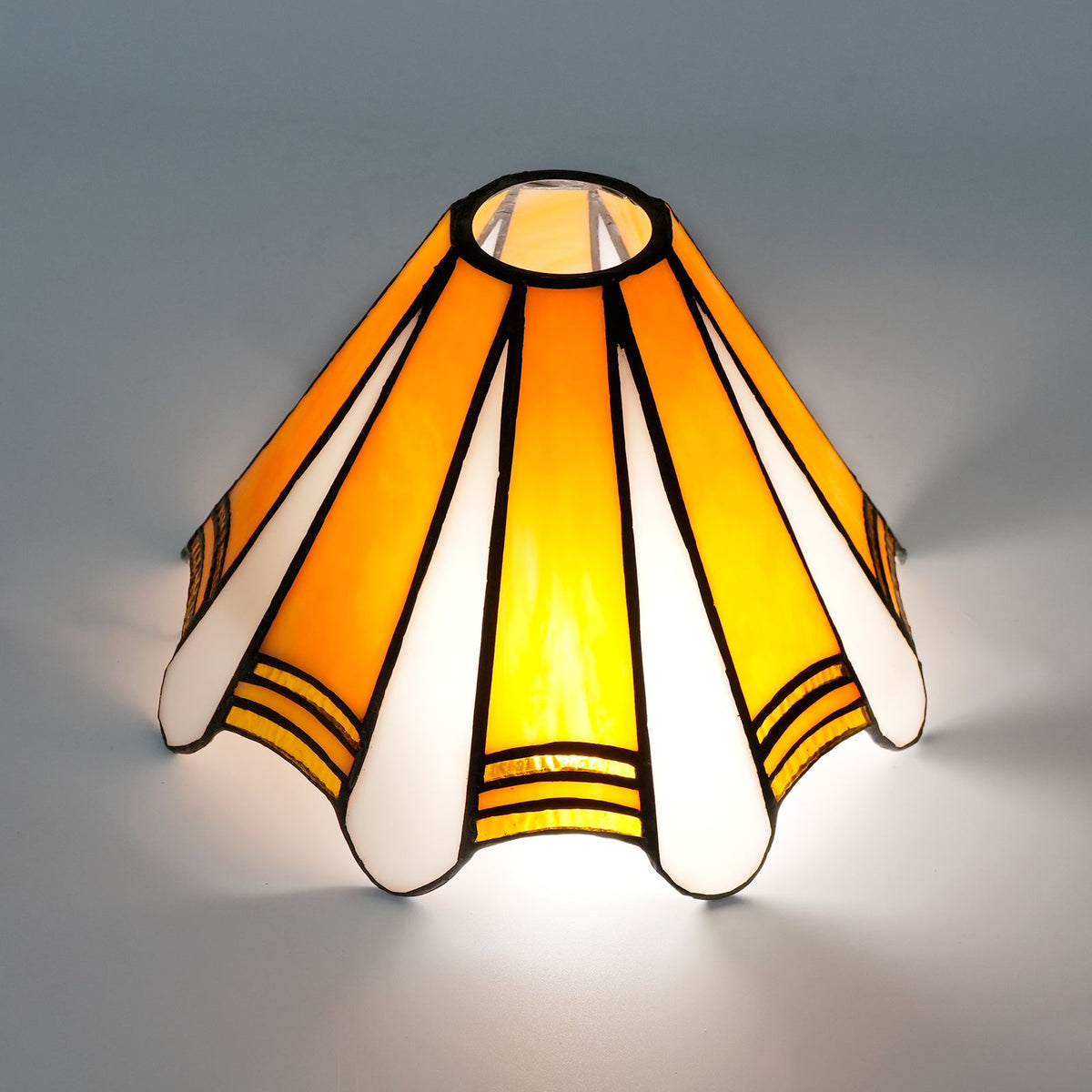 Tiffany Lampshade in Orange and White Marbled Glass