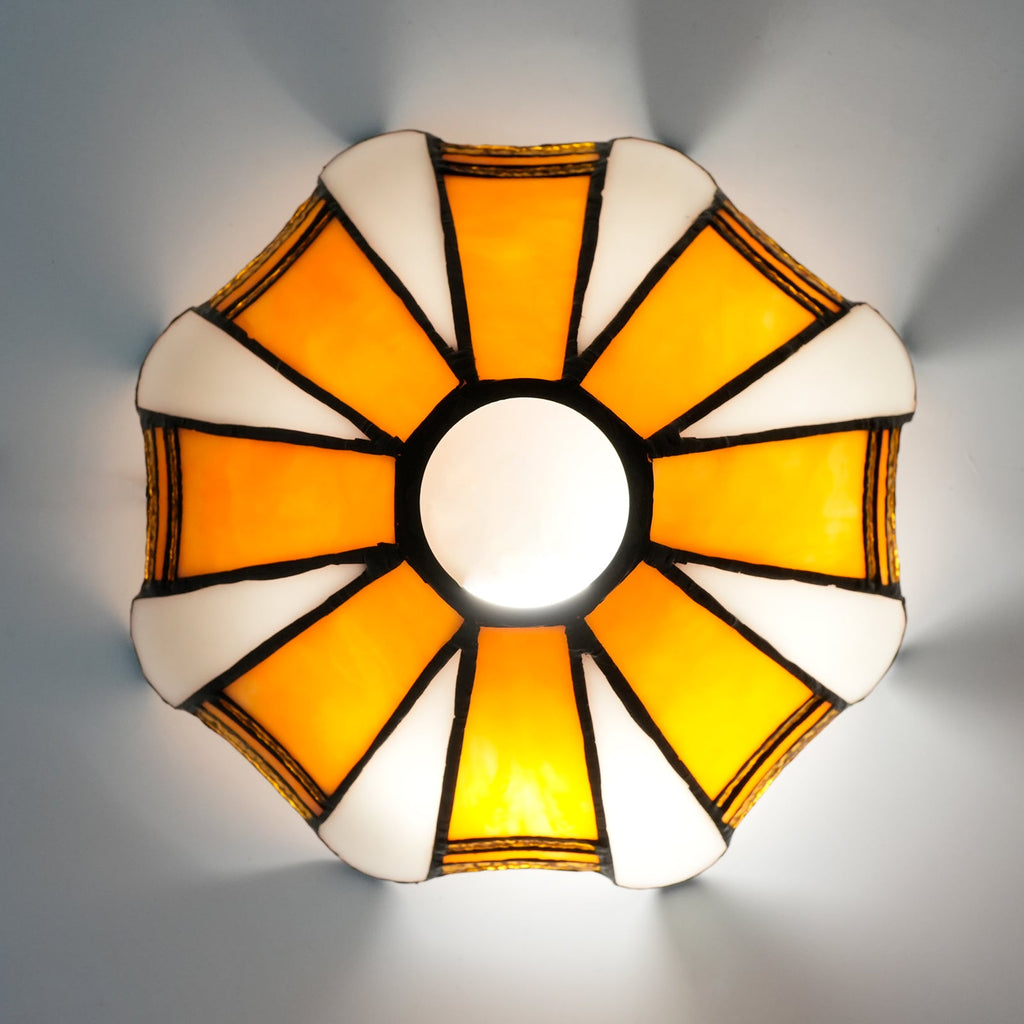 Tiffany Lampshade in Orange and White Marbled Glass