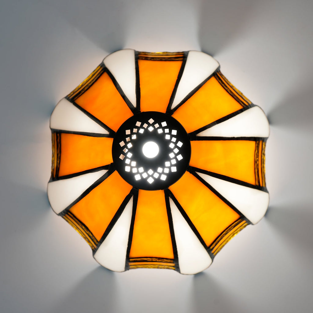 Tiffany Lampshade in Orange and White Marbled Glass