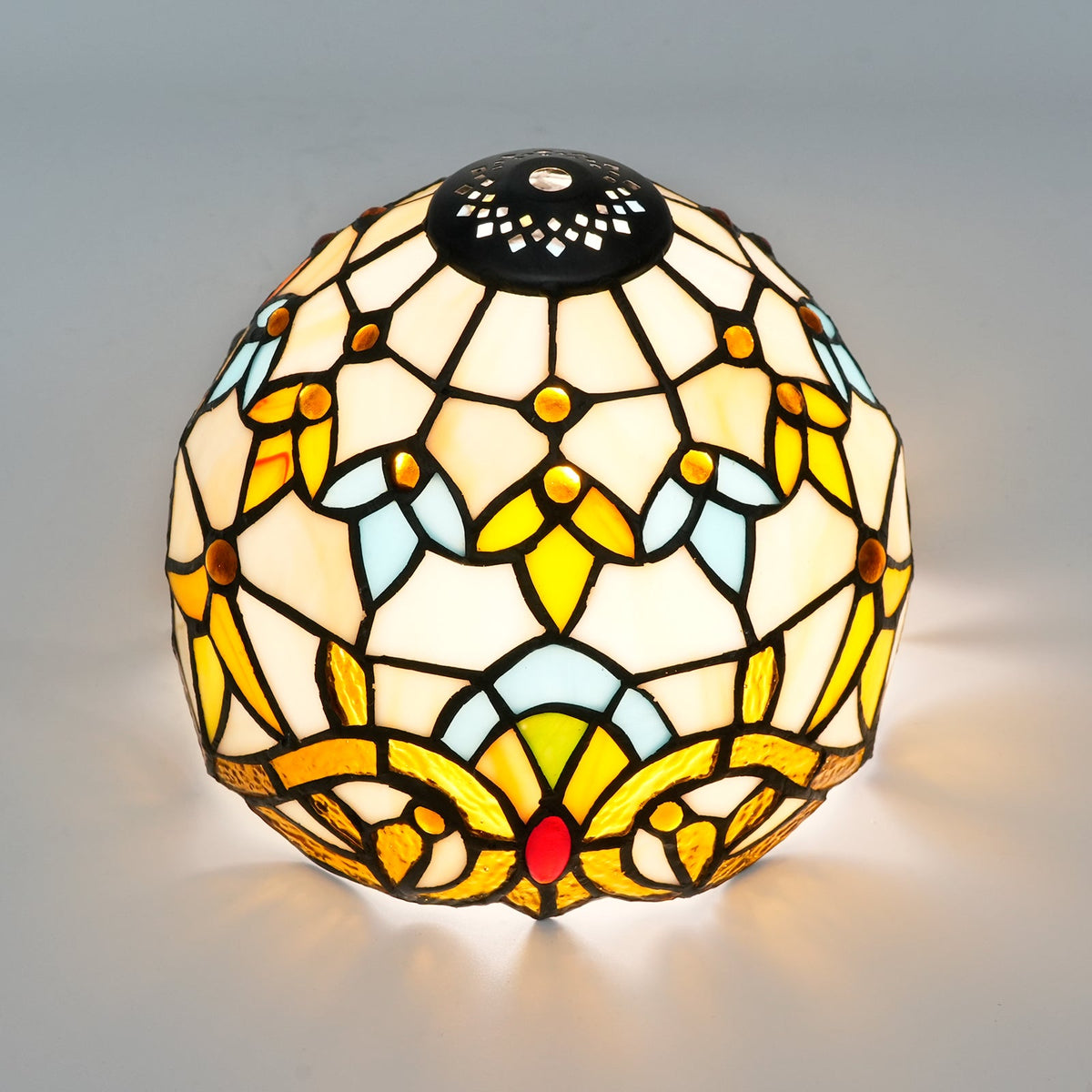 Tiffany Lampshade in Multicolored Floral Stained Glass