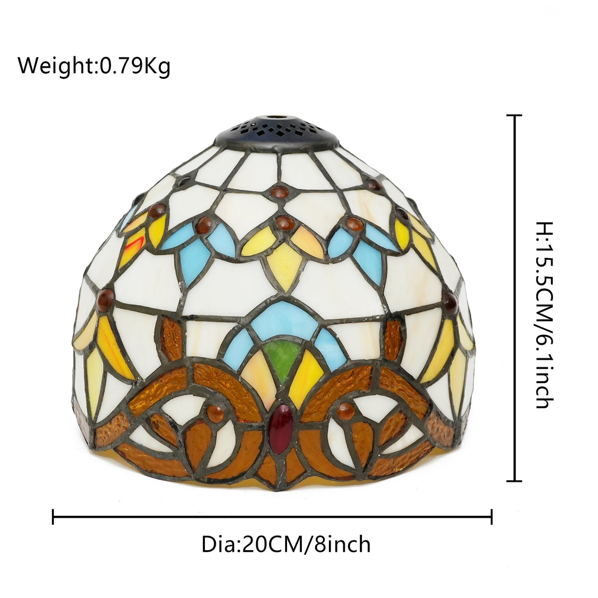 Tiffany Lampshade in Multicolored Floral Stained Glass